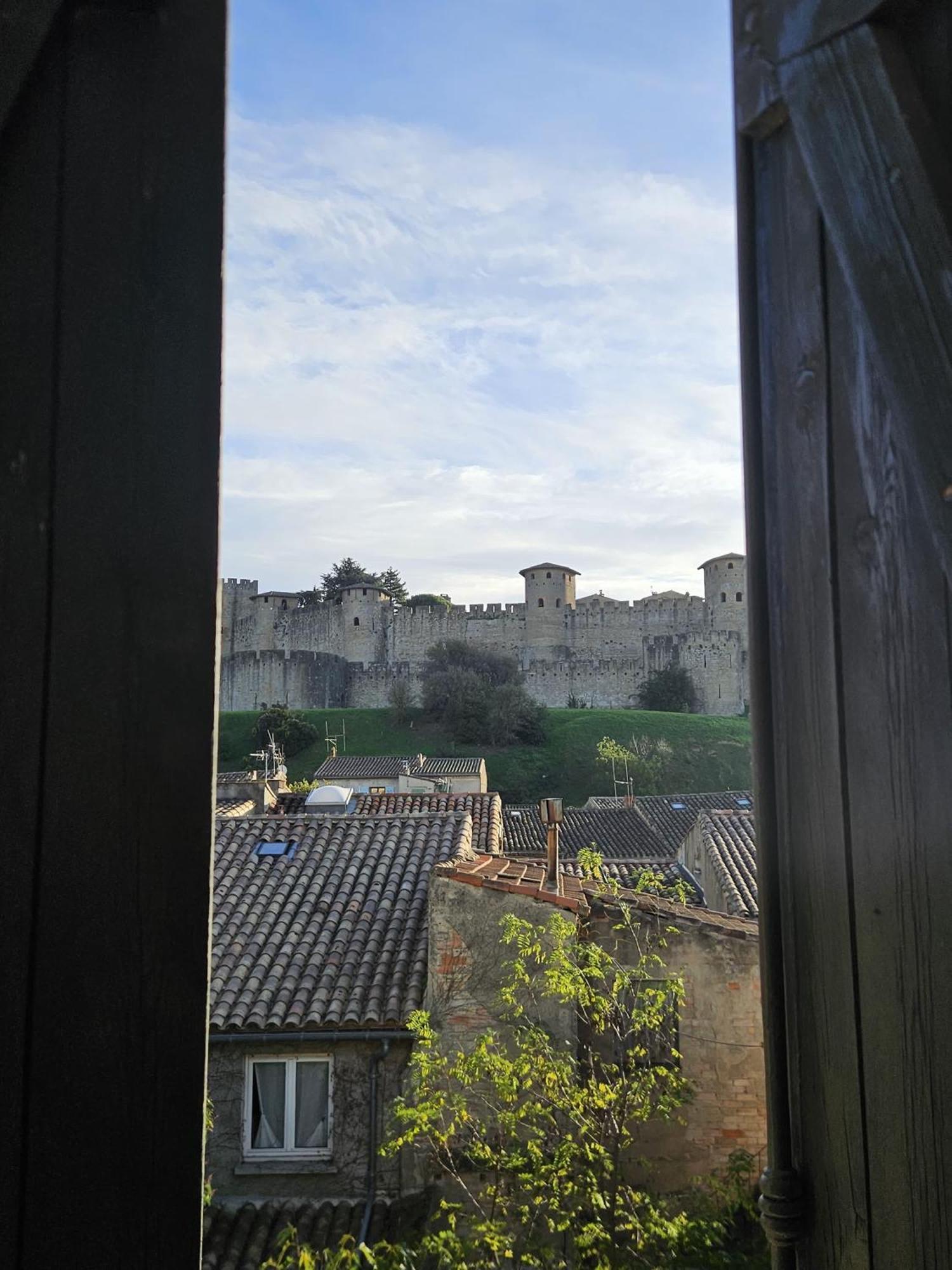 Vue Cite Medievale Castel View Carcassonne Esterno foto